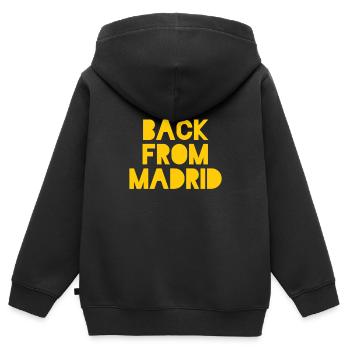 Souvenir Madrid - Sweat Premium à capuche zippé enfant bio - noir - Dos - AI Model Kid Male (0cm)