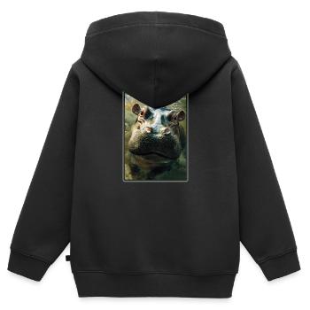 Hippopotame Hippopotame - Sweat Premium à capuche zippé enfant bio - noir - Dos - AI Model Kid Male (0cm)