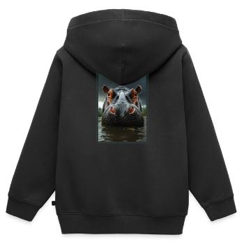 Hippopotame Hippopotame - Sweat Premium à capuche zippé enfant bio - noir - Dos - AI Model Kid Male (0cm)