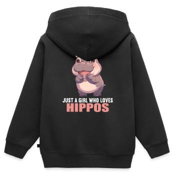 Hippopotame Hippopotame - Sweat Premium à capuche zippé enfant bio - noir - Dos - AI Model Kid Male (0cm)
