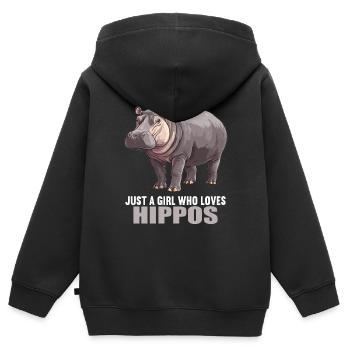 Hippopotame Hippopotame - Sweat Premium à capuche zippé enfant bio - noir - Dos - AI Model Kid Male (0cm)