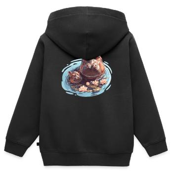 Hippopotame Hippopotame - Sweat Premium à capuche zippé enfant bio - noir - Dos - AI Model Kid Male (0cm)