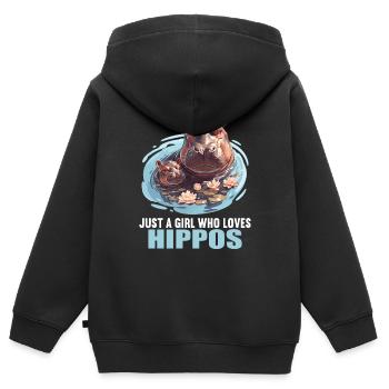 Hippopotame Hippopotame - Sweat Premium à capuche zippé enfant bio - noir - Dos - AI Model Kid Male (0cm)