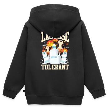 Intolérance alimentaire au lait tolérant au lactose - Sweat Premium à capuche zippé enfant bio - noir - Dos - AI Model Kid Male (0cm)