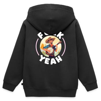 Folk Musique folklorique américaine Joueur de banjo - Sweat Premium à capuche zippé enfant bio - noir - Dos - AI Model Kid Male (0cm)