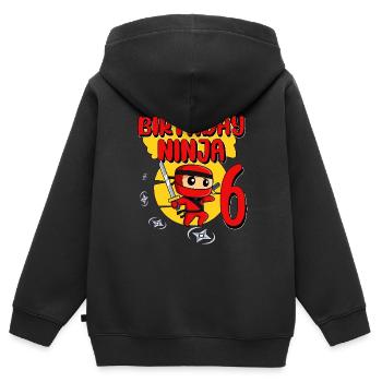 Birthday Ninja 6 Year Old Birthday Party Gift - Kinder Premium Organic Zip Hoodie - Schwarz - Hinten - AI Model Kid Male (0cm)