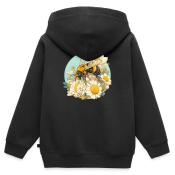 Abeilles Abeille - Sweat Premium à capuche zippé enfant bio - noir - Dos - AI Model Kid Male (0cm)