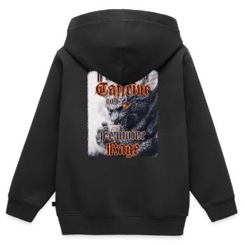 Koffein Drache Feminine Wut Kaffee Spaß Feminismus - Kinder Premium Organic Zip Hoodie - Schwarz - Hinten - AI Model Kid Male (0cm)
