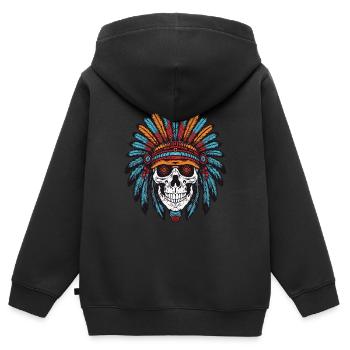 Apache Indianer Häuptling Totenkopf - Kinder Premium Organic Zip Hoodie - Schwarz - Hinten - AI Model Kid Male (0cm)