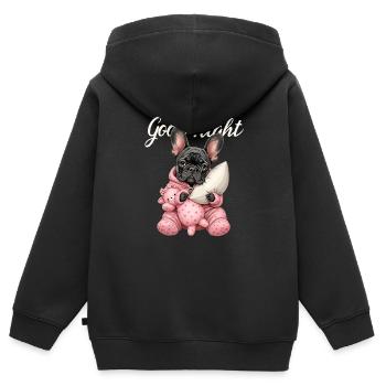 Französische Bulldogge im Schlafanzug - Kinder Premium Organic Zip Hoodie - Schwarz - Hinten - AI Model Kid Male (0cm)