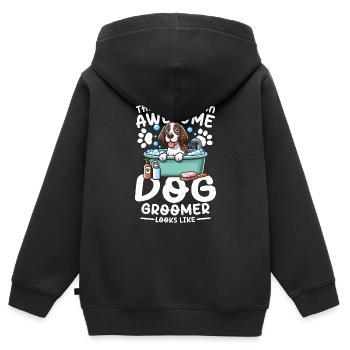 This Is What An Awesome Dog Groomer Looks Like - Kinder Premium Organic Zip Hoodie - Schwarz - Hinten - AI Model Kid Male (0cm)