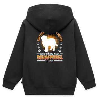 Was würde Schafpudel tun Altdeutscher Hütehund - Kinder Premium Organic Zip Hoodie - Schwarz - Hinten - AI Model Kid Male (0cm)