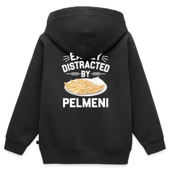 Pelmeni Russian Cuisine - Kids Premium Organic Zip-up Hoodie - black - Back - AI Model Kid Male (0cm)