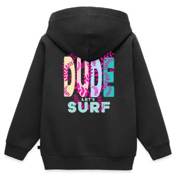 Dude - Kinder Premium Organic Zip Hoodie - Schwarz - Hinten - AI Model Kid Male (0cm)