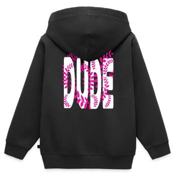 Hawaii stil text Dude - Kinder Premium Organic Zip Hoodie - Schwarz - Hinten - AI Model Kid Male (0cm)