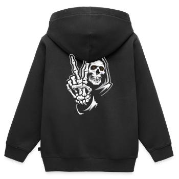 SCHÄDEL - Kinder Premium Organic Zip Hoodie - Schwarz - Hinten - AI Model Kid Male (0cm)