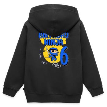 Birthday Ninja 6 Year Old Birthday Party Gift - Kinder Premium Organic Zip Hoodie - Schwarz - Hinten - AI Model Kid Male (0cm)