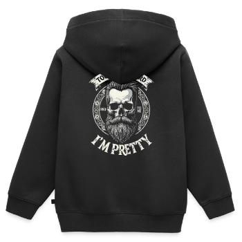 Touch My Beard and Tell Me I'm Pretty - Sweat Premium à capuche zippé enfant bio - noir - Dos - AI Model Kid Male (0cm)