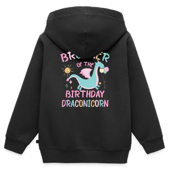 Frère De La Fille D’anniversaire Fête De La Famille Dracon - Sweat Premium à capuche zippé enfant bio - noir - Dos - AI Model Kid Male (0cm)