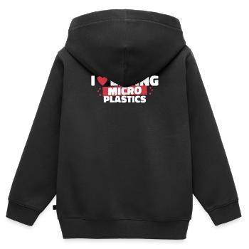 Ich Liebe Es Mikrokunststoffe Zu Essen - Kinder Premium Organic Zip Hoodie - Schwarz - Hinten - AI Model Kid Male (0cm)