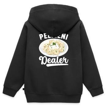 Pelmeni Russian Cuisine - Kids Premium Organic Zip-up Hoodie - black - Back - AI Model Kid Male (0cm)