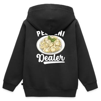 Pelmeni Russian Cuisine - Kids Premium Organic Zip-up Hoodie - black - Back - AI Model Kid Male (0cm)