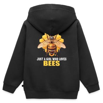 Abeilles Abeille - Sweat Premium à capuche zippé enfant bio - noir - Dos - AI Model Kid Male (0cm)