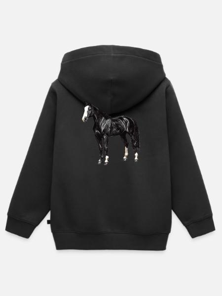 Pferde Pferd - Hoodie Premium med dragkedja barn ekologisk - svart