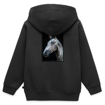 Pferde Pferd - Kinder Premium Organic Zip Hoodie - Schwarz - Hinten - AI Model Kid Male (0cm)