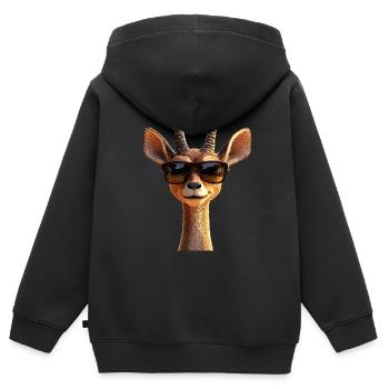 Antilope, Koudou, Gazelle, Afrique, Serengeti, Antilope - Sweat Premium à capuche zippé enfant bio - noir - Dos - AI Model Kid Male (0cm)