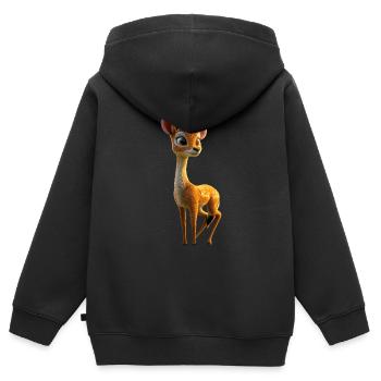 Antilope, Koudou, Gazelle, Afrique, Serengeti, Antilope - Sweat Premium à capuche zippé enfant bio - noir - Dos - AI Model Kid Male (0cm)