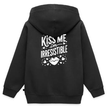Küss mich, ich bin unwiderstehlich - Kinder Premium Organic Zip Hoodie - Schwarz - Hinten - AI Model Kid Male (0cm)