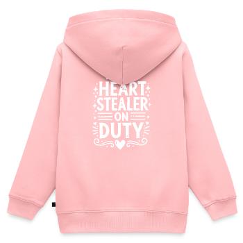 Herzdieb im Einsatz - Kinder Premium Organic Zip Hoodie - Rosa - Hinten - AI Model Kid Female (0cm)