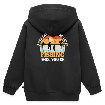 Pêcheurs Pêcheurs Pêcheurs sportifs - Sweat Premium à capuche zippé enfant bio - noir - Dos - AI Model Kid Male (0cm)