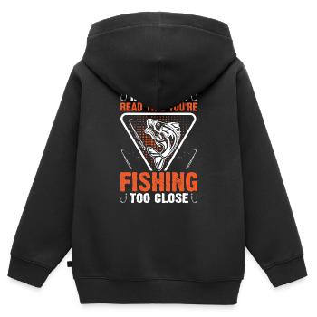 Pêcheurs Pêcheurs Pêcheurs sportifs - Sweat Premium à capuche zippé enfant bio - noir - Dos - AI Model Kid Male (0cm)