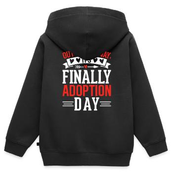 Aus dem Weg, es ist endlich Adoptionstag Gotcha - Kinder Premium Organic Zip Hoodie - Schwarz - Hinten - AI Model Kid Male (0cm)