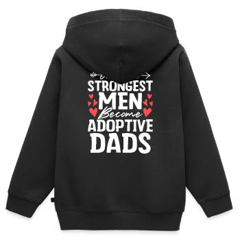 Seulement les hommes les plus forts Drôle Adoption Papa Gotcha - Sweat Premium à capuche zippé enfant bio - noir - Dos - AI Model Kid Male (0cm)