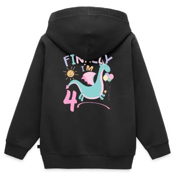 4ème anniversaire Fille Dracon 4 ans Cadeaux - Sweat Premium à capuche zippé enfant bio - noir - Dos - AI Model Kid Male (0cm)