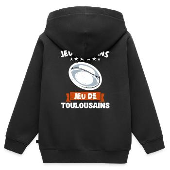 Toulouse Supporter Sport Jeu De Mains Jeu De - Sweat Premium à capuche zippé enfant bio - noir - Dos - AI Model Kid Male (0cm)