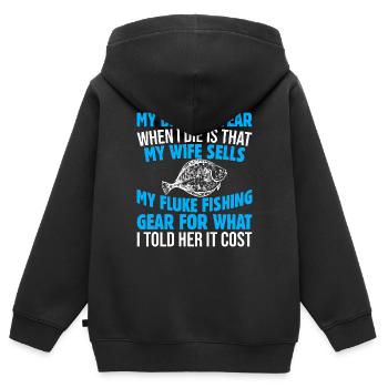 Pêcheurs Pêcheurs Pêcheurs sportifs - Sweat Premium à capuche zippé enfant bio - noir - Dos - AI Model Kid Male (0cm)