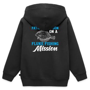 Pêcheurs Pêcheurs Pêcheurs sportifs - Sweat Premium à capuche zippé enfant bio - noir - Dos - AI Model Kid Male (0cm)