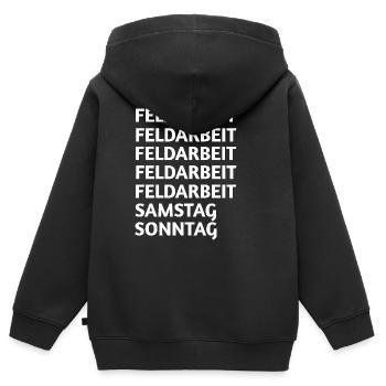 Travail sur le terrain - Sweat Premium à capuche zippé enfant bio - noir - Dos - AI Model Kid Male (0cm)