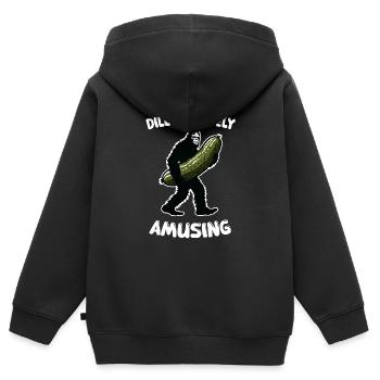 Dill-iberate amüsant. Gurke Dill Bigfoot Sasqua - Kinder Premium Organic Zip Hoodie - Schwarz - Hinten - AI Model Kid Male (0cm)