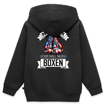 Der tut nix der will nur Boxen lustiges Geschenk - Kinder Premium Organic Zip Hoodie - Schwarz - Hinten - AI Model Kid Male (0cm)