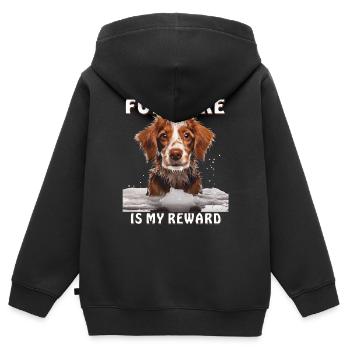 LE CHIEN POUR LES SOINS EST MA RÉCOMPENSE - Sweat Premium à capuche zippé enfant bio - noir - Dos - AI Model Kid Male (0cm)