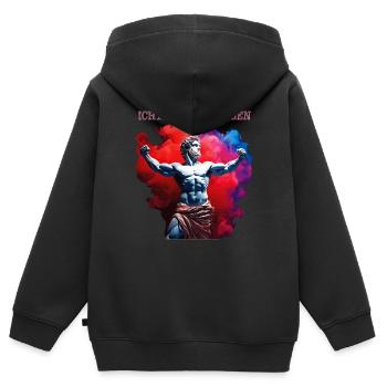 JE SUIS VENU POUR GAGNER - Sweat Premium à capuche zippé enfant bio - noir - Dos - AI Model Kid Male (0cm)