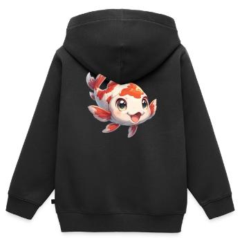 Koi Koi Carpe - Sweat Premium à capuche zippé enfant bio - noir - Dos - AI Model Kid Male (0cm)