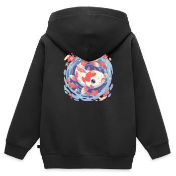 Koi Koi Carpe - Sweat Premium à capuche zippé enfant bio - noir - Dos - AI Model Kid Male (0cm)
