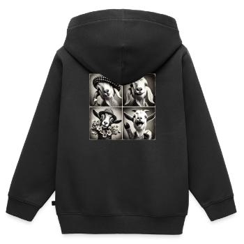 Ziege Selfie Lustige Hüte Vintage Fotoshooting Bauernhof An - Kinder Premium Organic Zip Hoodie - Schwarz - Hinten - AI Model Kid Male (0cm)