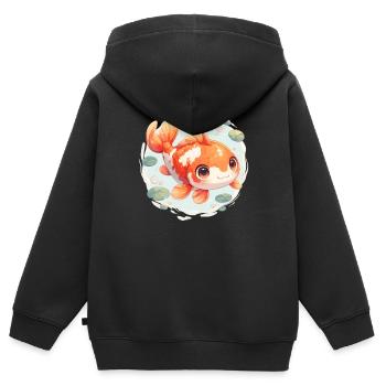 Koi Koi Carpe - Sweat Premium à capuche zippé enfant bio - noir - Dos - AI Model Kid Male (0cm)